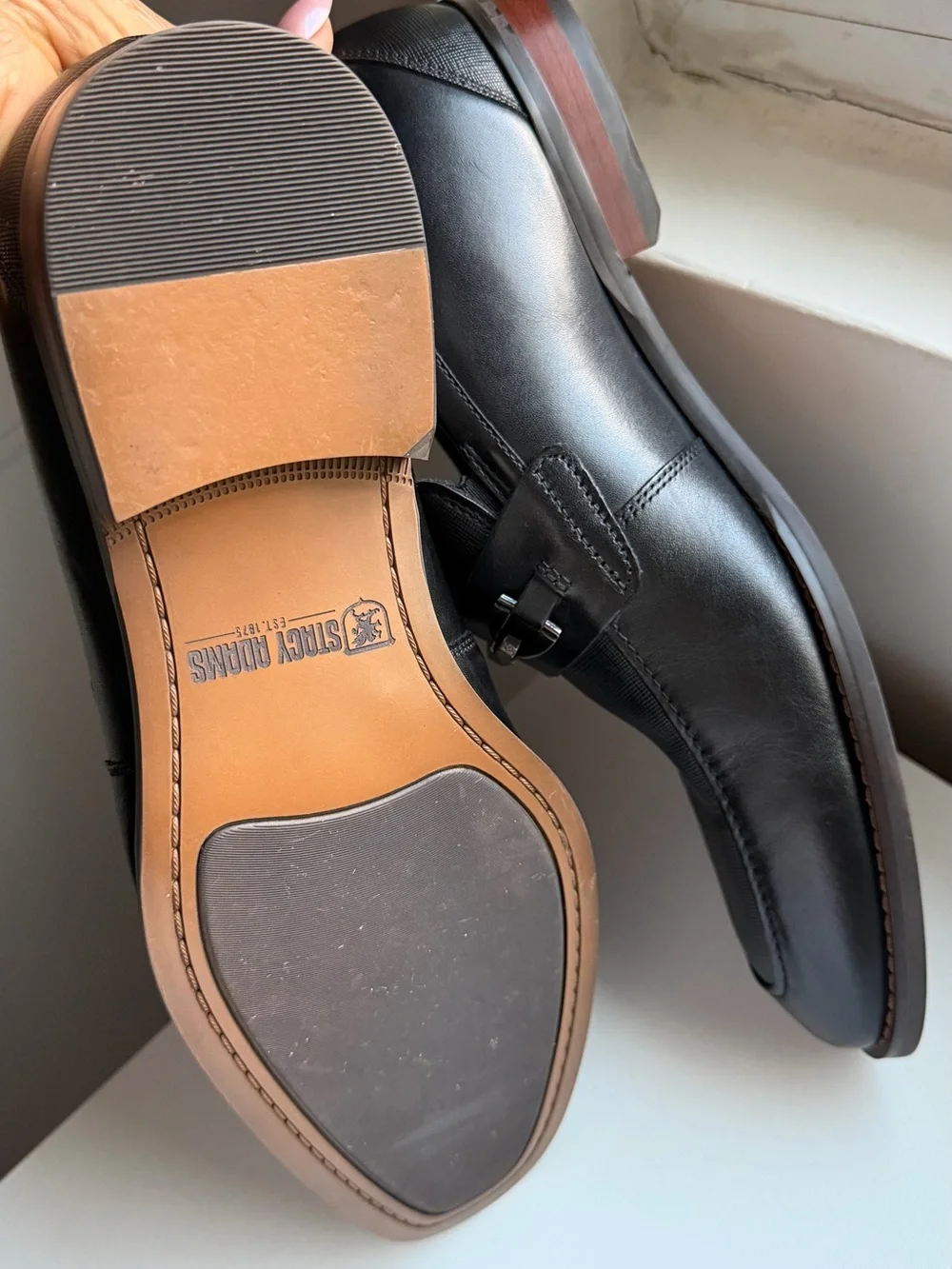 Stacy Adams Black Slip-On Loafers with Pink Liner